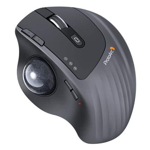 ProtoArc EM01 NL トラックボールマウス 静音 角度調整可 2.4GHzとBluetooth対応 3台デバイス同時接続 5段階DPI 無線 Windows/mac/iPad/Androi/対応 USB-C充電式 長時間PC作業 自宅/オフィkoe