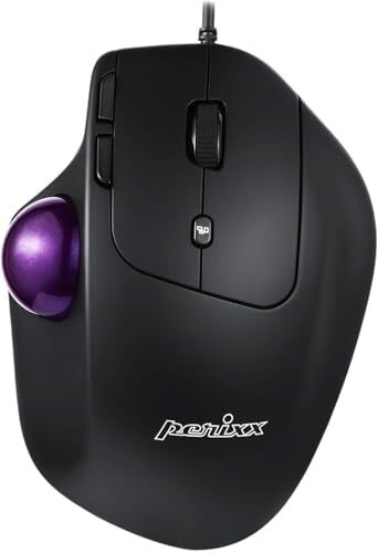 ぺリックス PERIMICE-520 エルゴノミクス トラックボールマウス 有線 USB 傾き調節可能 プログラム可能ボタン搭載 8ボタン式 【正規保証品】 ブラック(有線)koe