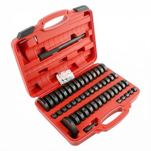 油圧プレス 52点ベアリング圧入工具セット 18-74mm幅対応 ベアリング交換工具 オイルシール 圧入 脱着 ブッシュ バイク・自動車整備向け 工具セット 専用ケース付きkk 59e9e75c