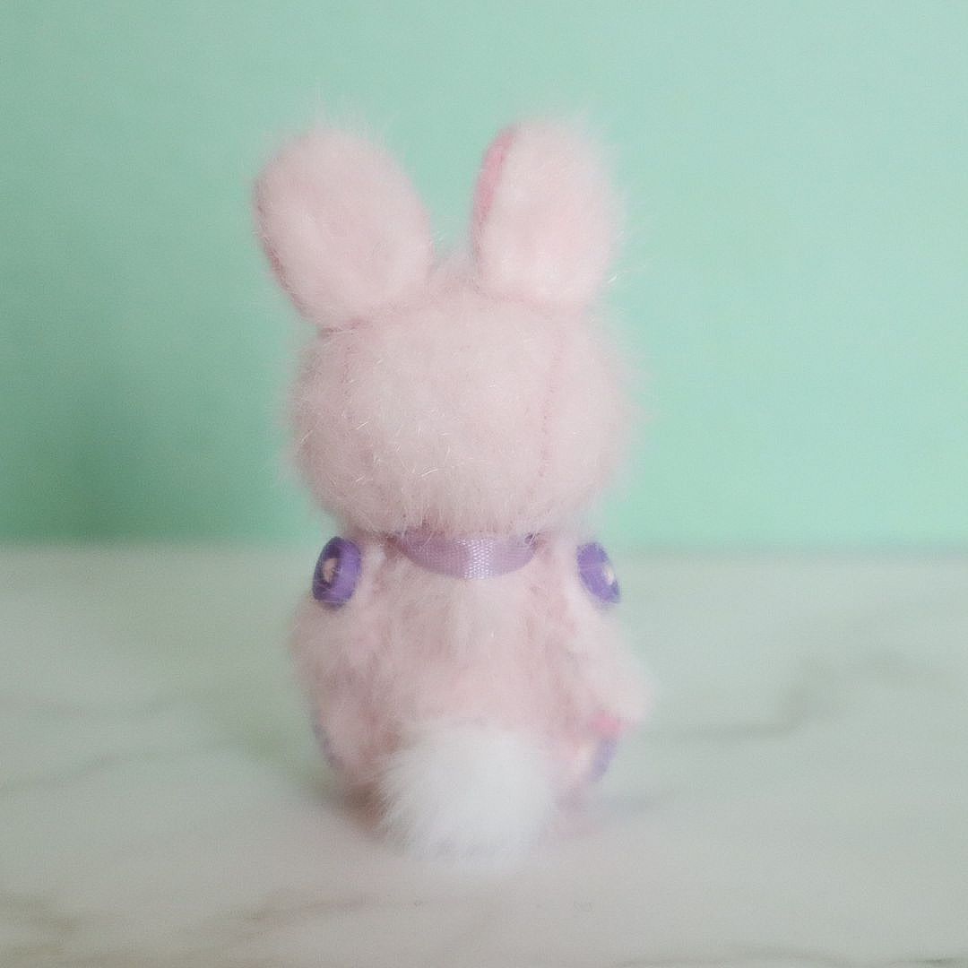 うさぎ・ピンク ハンドメイド ミニチュア テディベア ミニチュアベア