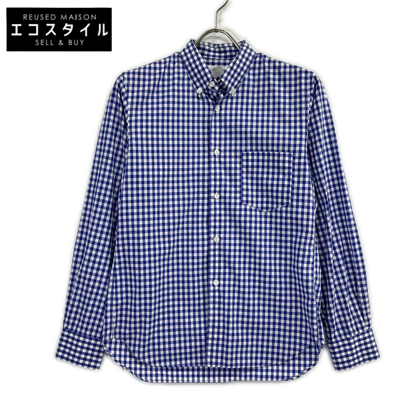 COMME des GARCONS SHIRT　コムデギャルソンシャツ　ブルー ギンガムチェック ボタンダウン ロングスリーブシャツ　S