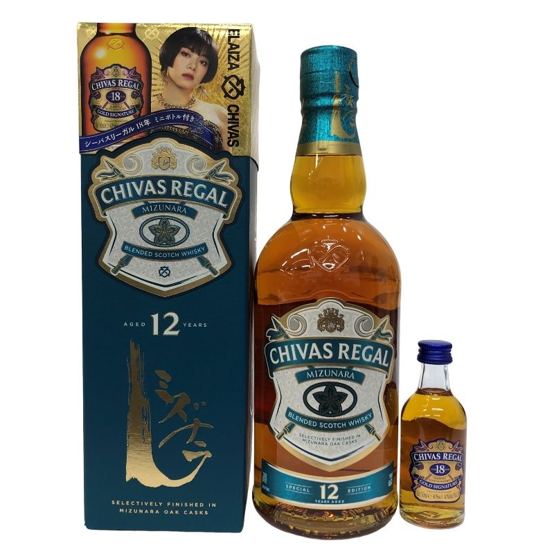 スコッチ ウイスキー ミズナラ 12年 700ml + シーバスリーガル 18年 50ml ミニボトル付 【新品未開栓品】 22605K552