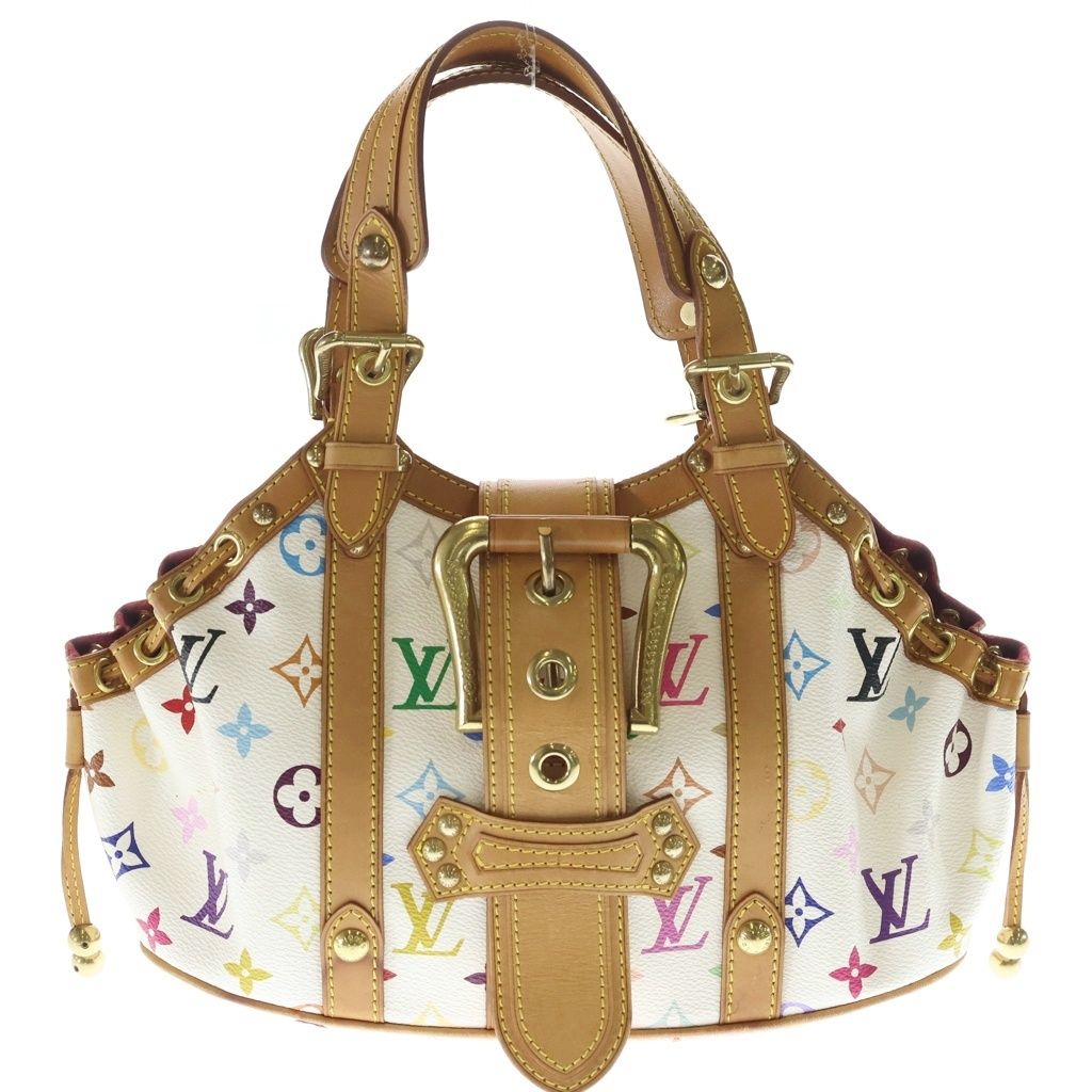 LOUIS VUITTON (ルイヴィトン) モノグラムマルチカラー テダPM ハンドバッグ ホワイト×ブラウン レザー×PVC M92348 ゴールド金具