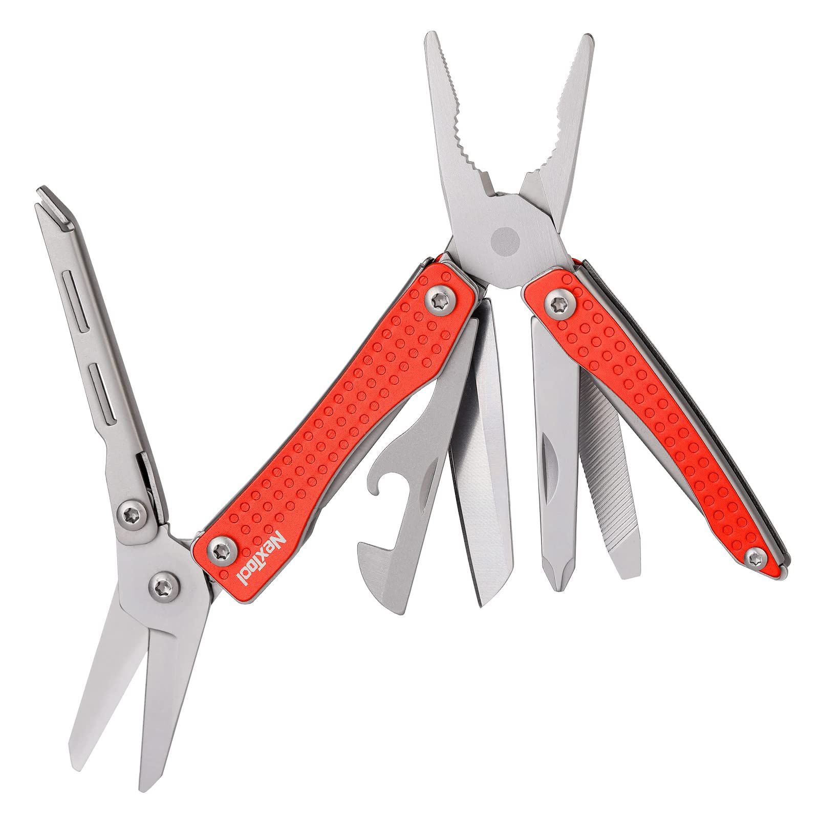 NexTool Mini Flaship マルチツール 多機能ペンチ 10 IN 1多機能ツール 折畳みペンチ ステンレス製 耐久性が良い 折畳式 ポケットサイズ 携帯用ミニ型 防災グッズ 野外 キャンプ 登山 釣り アウトドア-赤(沖縄・離 6e599e2d