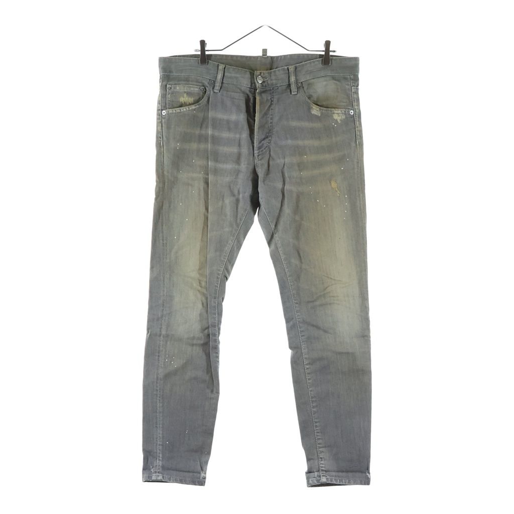 DSQUARED2 (ディースクエアード) 19AW Skinny Dan Jean ダメージ加工 ペイント ボタンフライ デニムスキニーパンツ グレー S74LB0581
