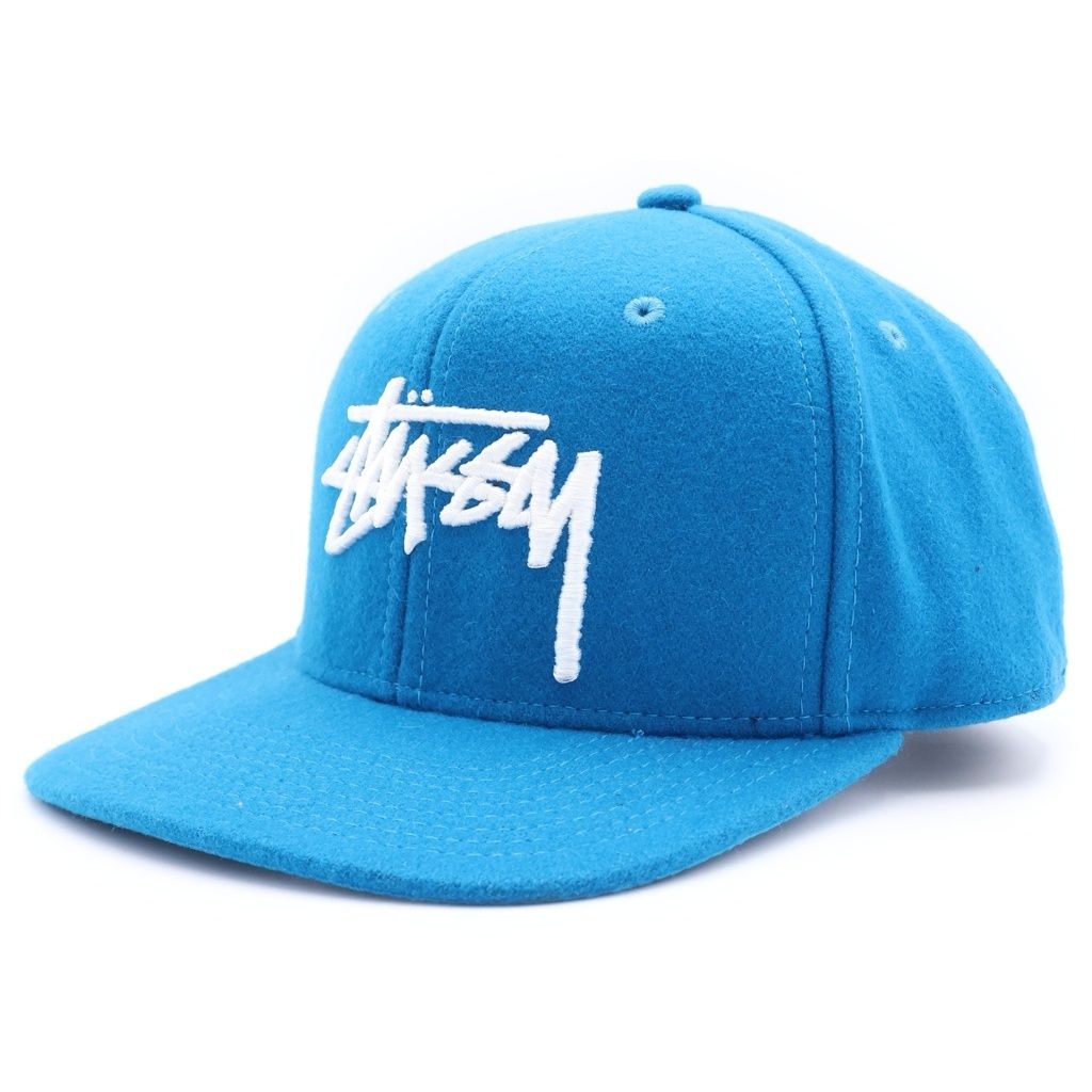 STUSSY (ステューシー) ロゴ刺繍 ウール混 ベースボールキャップ 帽子 ブルー