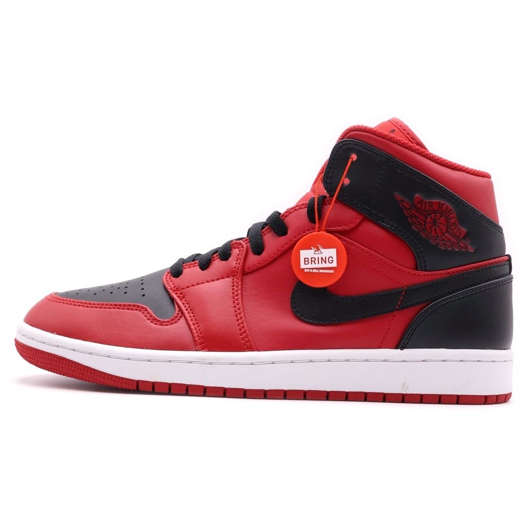 NIKE (ナイキ) AIR JORDAN 1 MID Reverse Bred エアジョーダン1 ミッド リバースブレッド ミドルカットスニーカーシューズ ブラック/レッド 27cm/US9 554724-660
