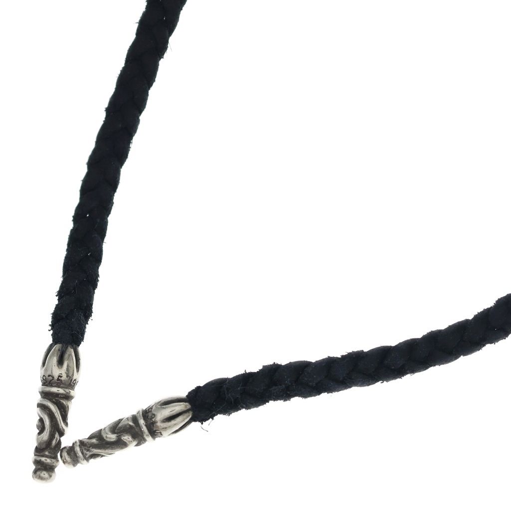 CHROME HEARTS (クロムハーツ) LEATHER BRAID SCROLL ネックレス レザーブレイドネックレス ブラック/シルバー BCA377