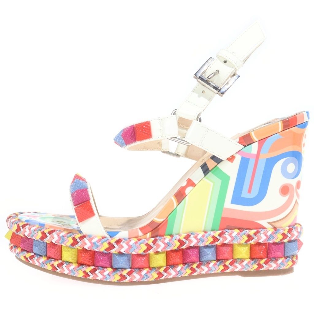 CHRISTIAN LOUBOUTIN (クリスチャンルブタン) PYRACLOU 110 PAT/PAT TIVOLI ピラクルーウェッジソールサンダル レディース マルチ 3210221