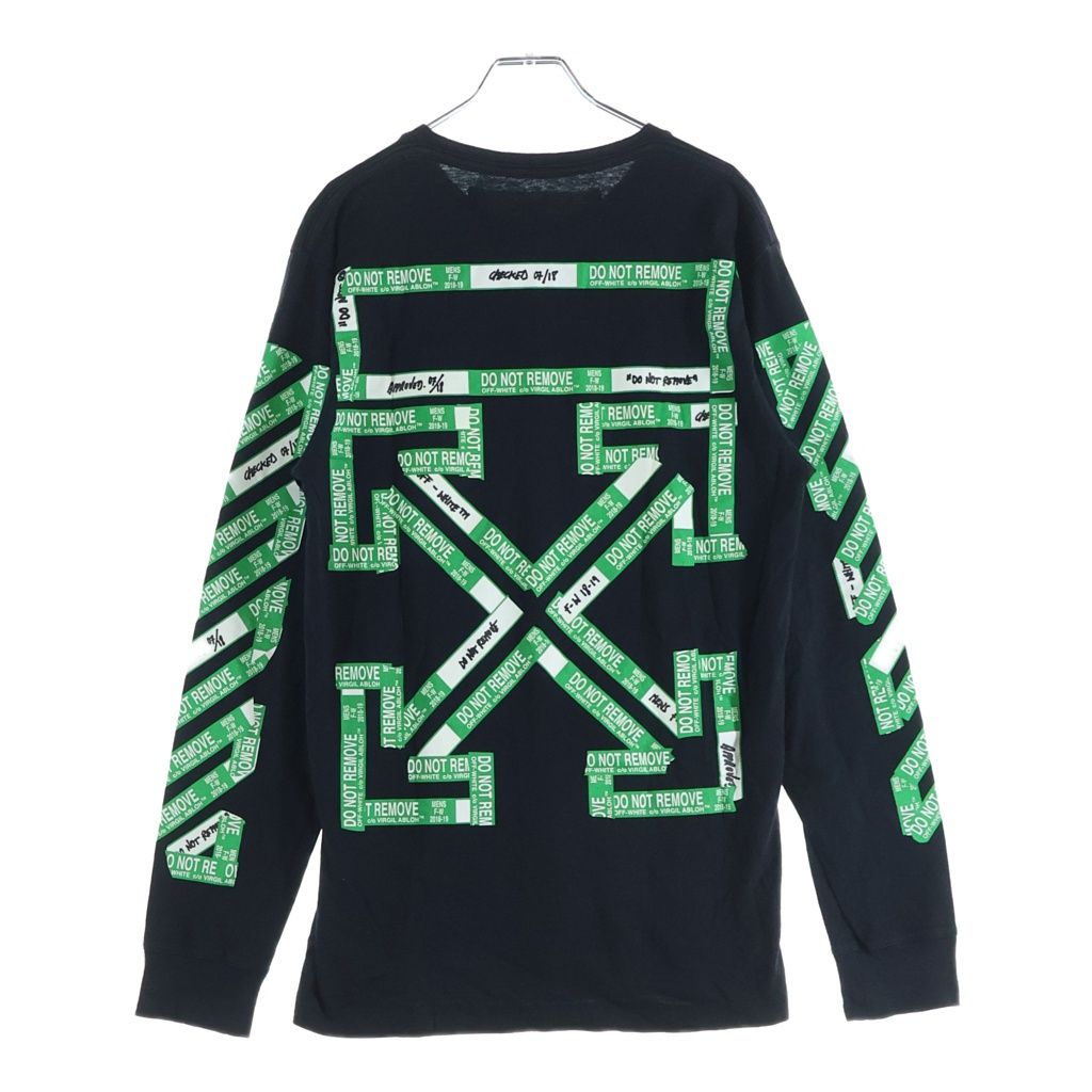 OFF-WHITE (オフホワイト) Black 3D Diagonal T-Shirt フロントプリントTシャツ ブラック×グリーン #M