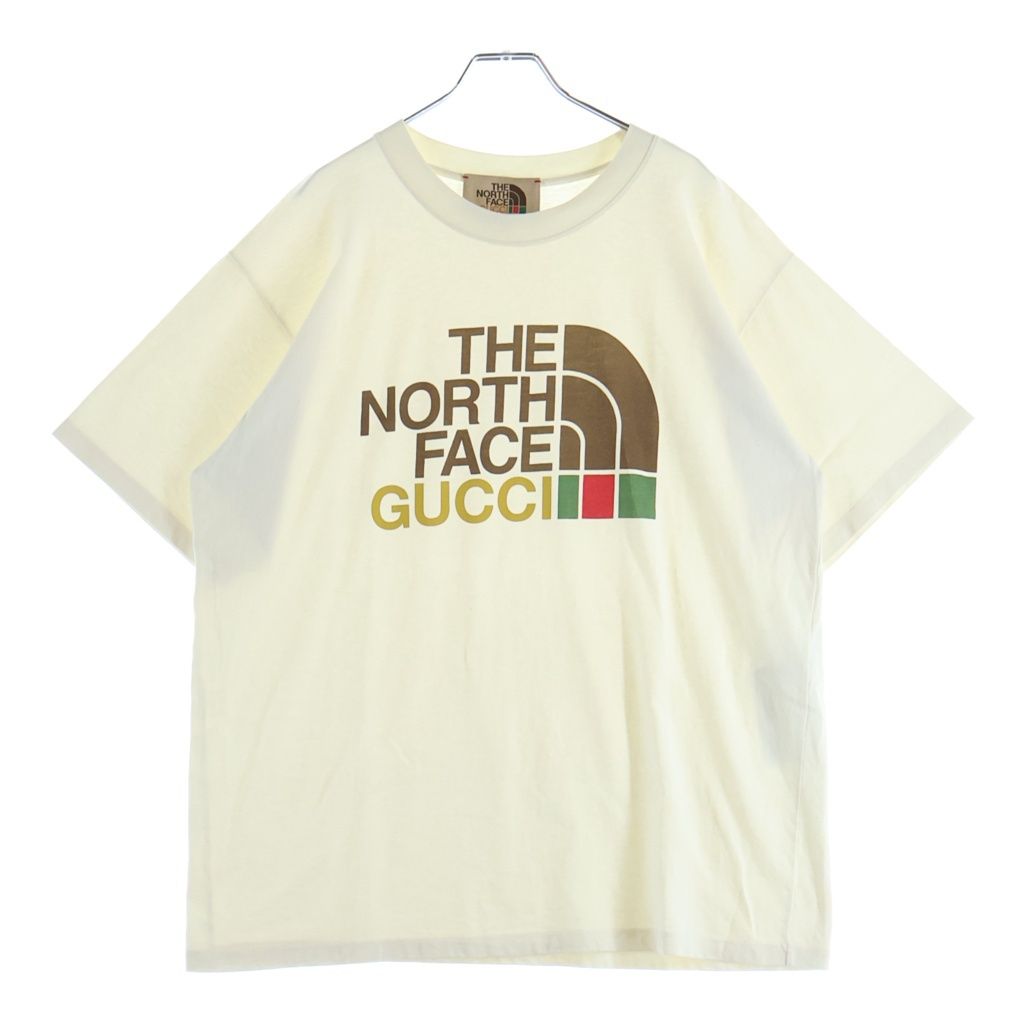 GUCCI (グッチ) ×THE NORTH FACE Oversize T-Shirt ノースフェイス ロゴプリント 半袖Tシャツ カットソー アイボリー 616036 XJDCL
