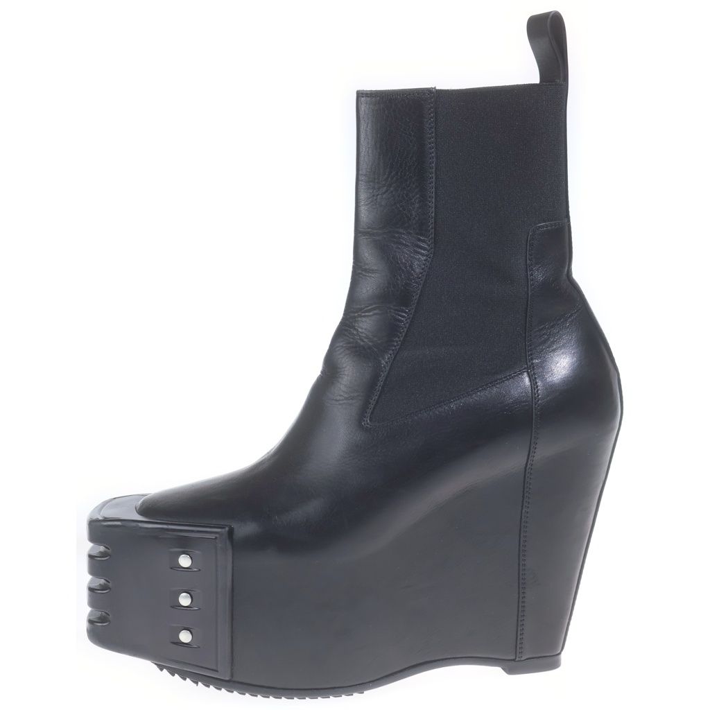 Rick Owens (リックオウエンス) 24AW GRILLED WEDGE BEATLE グリル ウェッジ ビートル レザー ブーツ ブラック