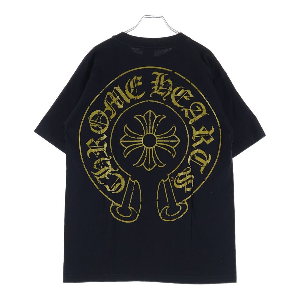CHROME HEARTS (クロムハーツ) OLD CHプラス バックホースシュープリント半袖Tシャツカットソー