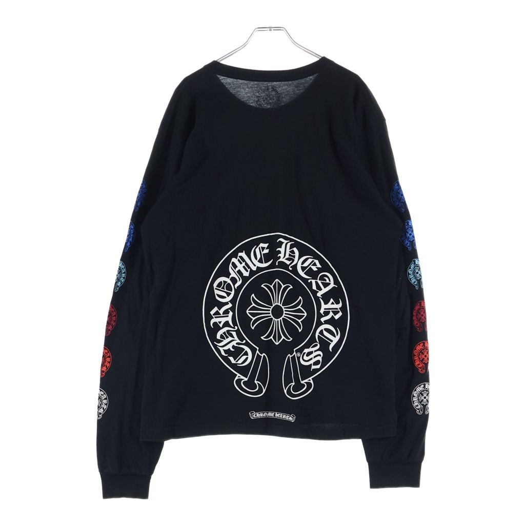 CHROME HEARTS (クロムハーツ) Multi Color Horseshoe L/S T-shirt マルチカラー ホースシュー クルーネック長袖Tシャツカットソー ブラック