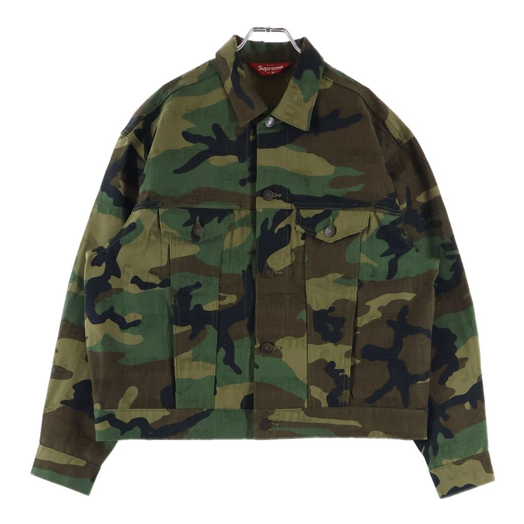 シュプリーム迷彩ジージャン　Ｓサイズ SUPREME (シュプリーム) 25AW Jacquard Logos Denim Trucker Jacket