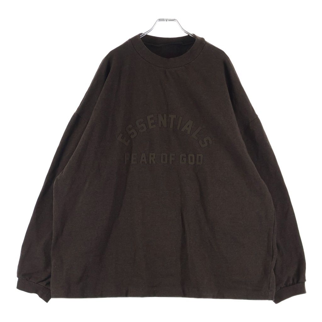 FEAR OF GOD ESSENTIALS (フィアオブゴッド エッセンシャルズ) HEAVY L/S T-SHIRT ラバーロゴ ヘビーオンス 長袖Tシャツ ロンT ブラウン