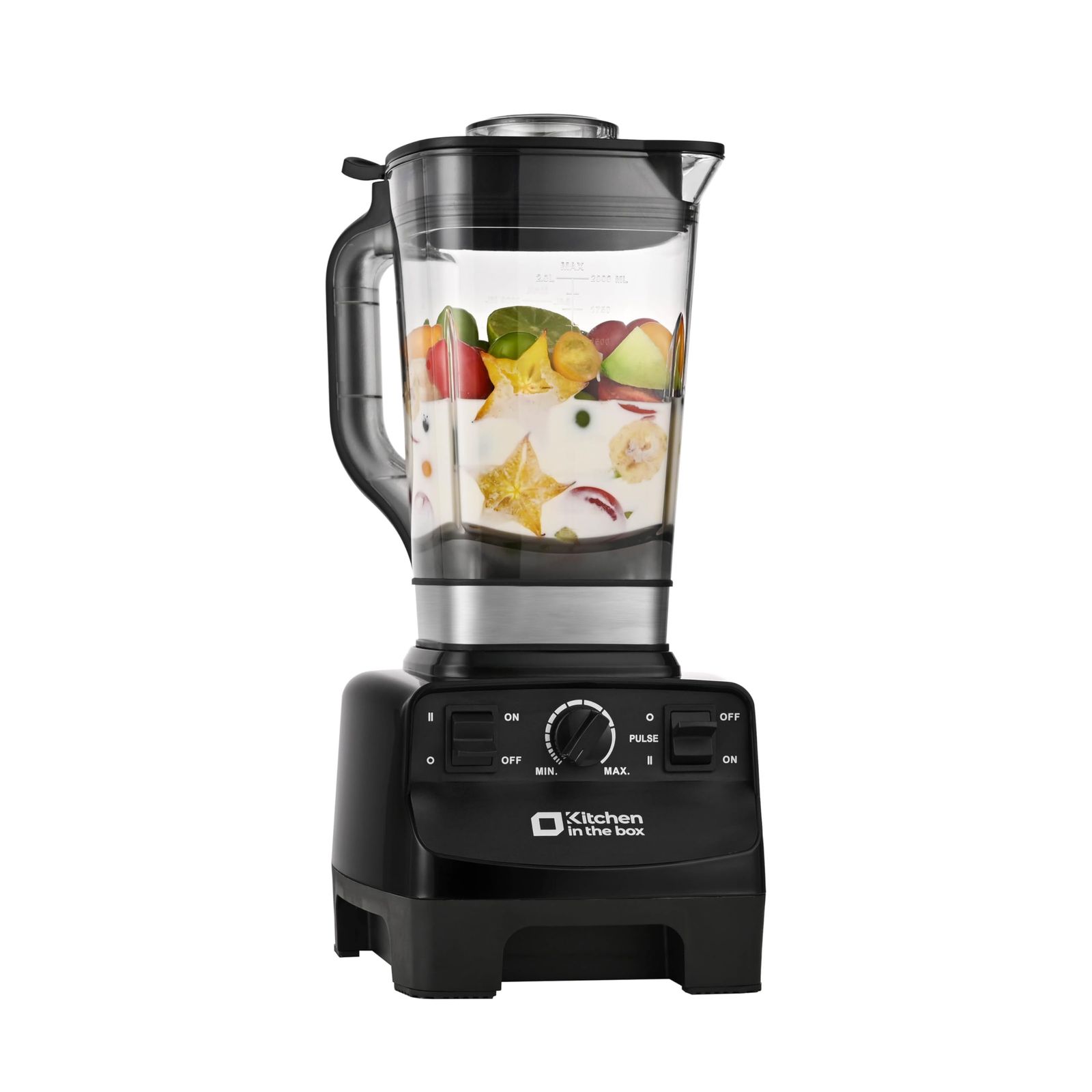 ☆新品☆Kitchen in the box ミキサー ブレンダー 大容量 2L 氷も砕ける ジュースミキサー 1450Wハイパワー スピード調整 一台多役 ジューサーミキサー 野菜/果物/スムージー (ブラック) 1df49e3e