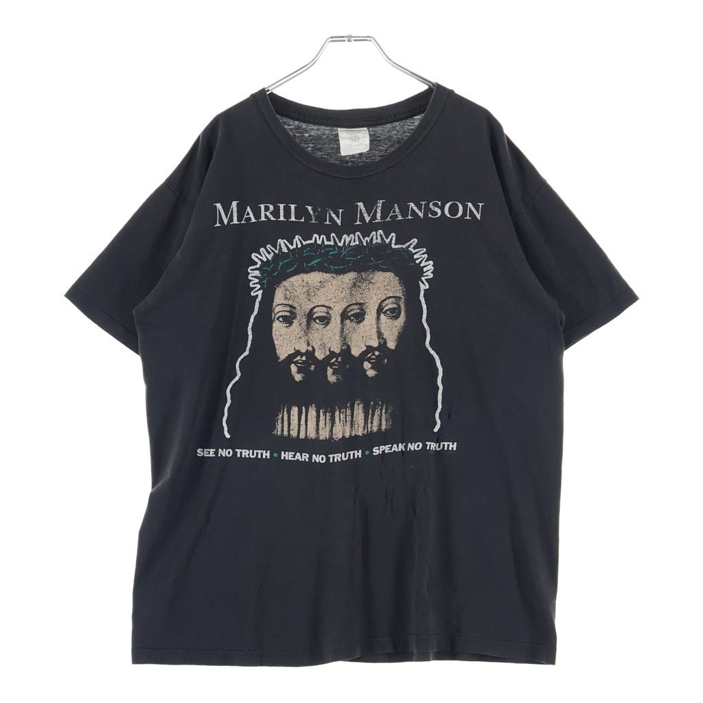 VINTAGE (ヴィンテージ) 90S MARILYN MANSON BELIEVE マリリンマンソン ビリーブ バンド マンソンタグ 半袖Tシャツ カットソー ブラック