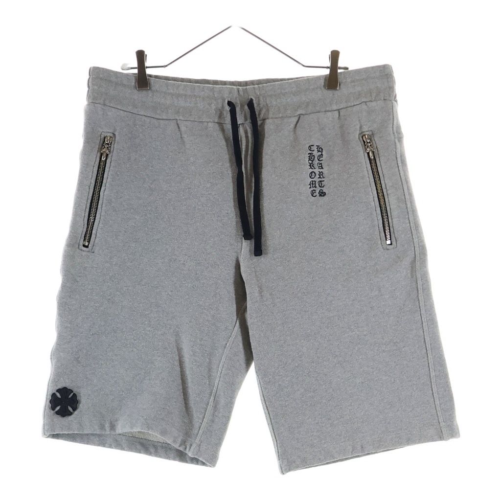 CHROME HEARTS (クロムハーツ) Y NOT CHプラスレザーパッチ付き スウェットハーフパンツ