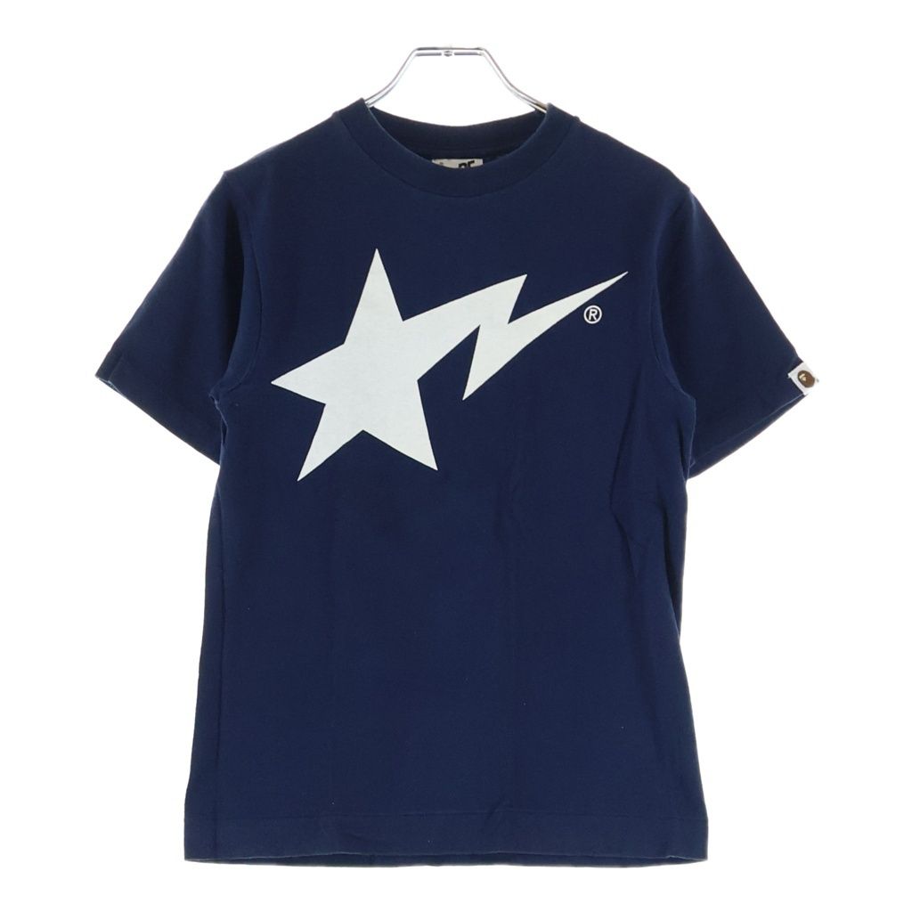 A BATHING APE (アベイシングエイプ) 90S-00S 初期タグ BAPE STAプリント クルーネック半袖Tシャツ カットソー レディース ネイビー