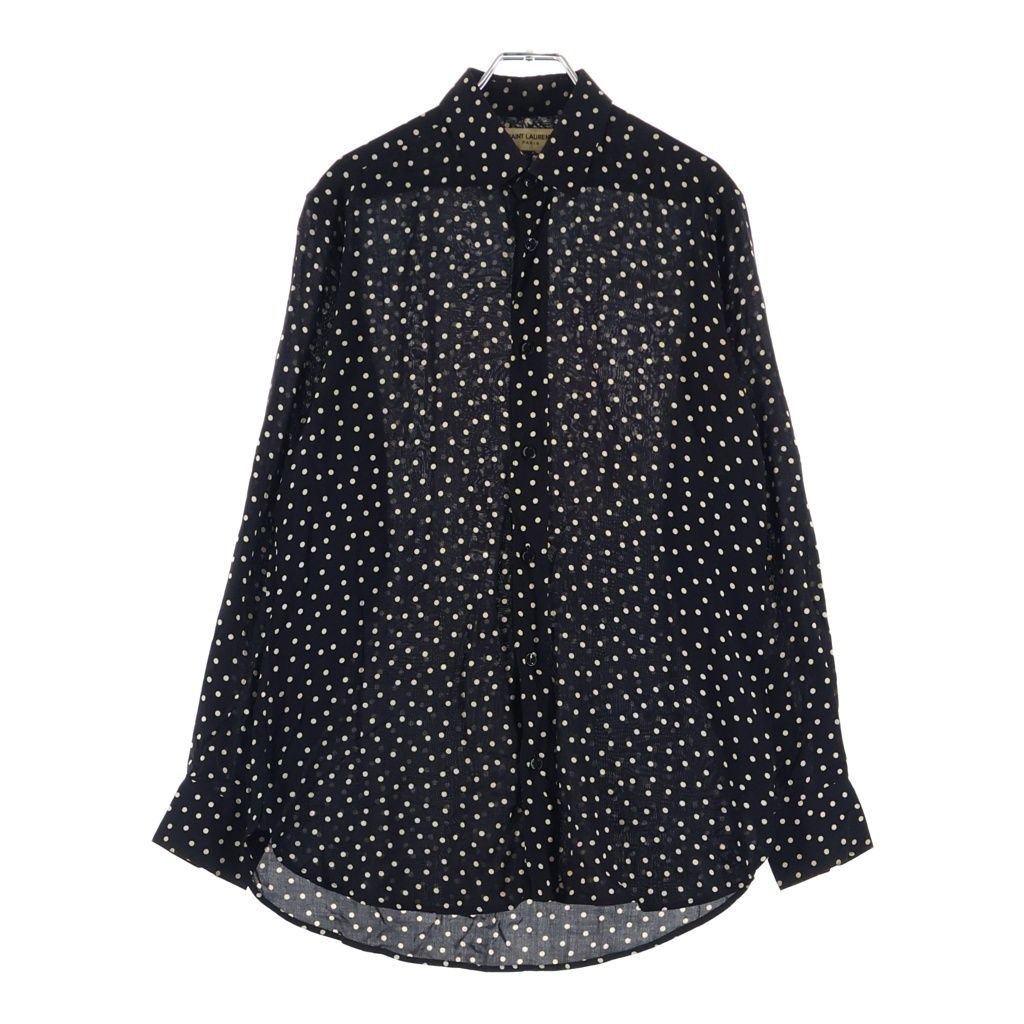 SAINT LAURENT PARIS (サンローランパリ) 16AW POLKA DOT SHIRTS ポルカドット レーヨン 長袖シャツ ブラック 376916 Y315W