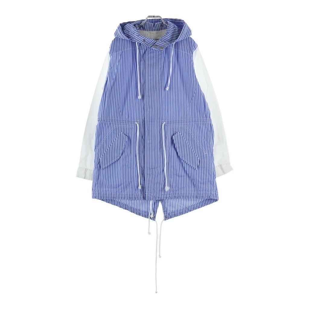 COMME des GARCONS SHIRT (コムデギャルソンシャツ) 19SS STRIPE FISHTAIL PARKA ストライプ フィッシュテール フーデッドジャケット ブルー/ホワイト S27163