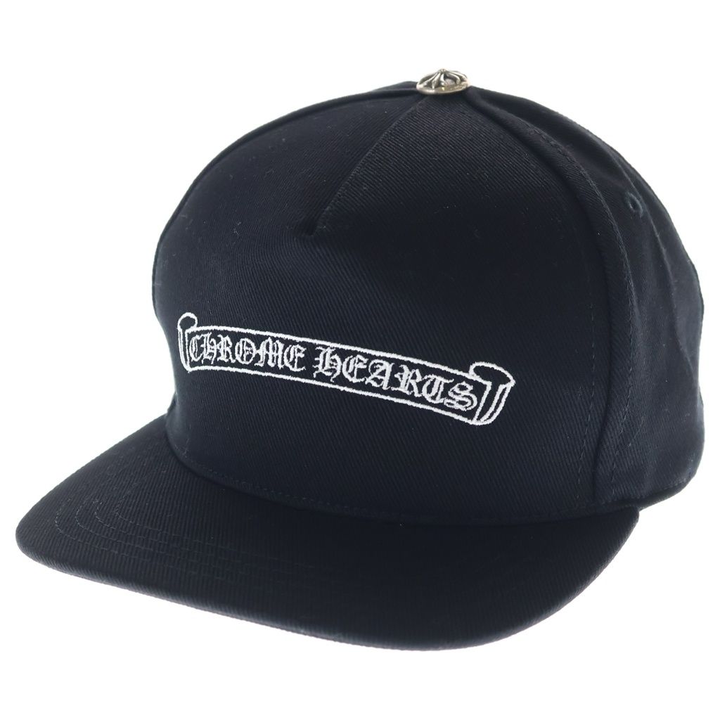 CHROME HEARTS (クロムハーツ) TRUCKER CAP スクロールラベル刺繍デニムトラッカー帽子 ブラック