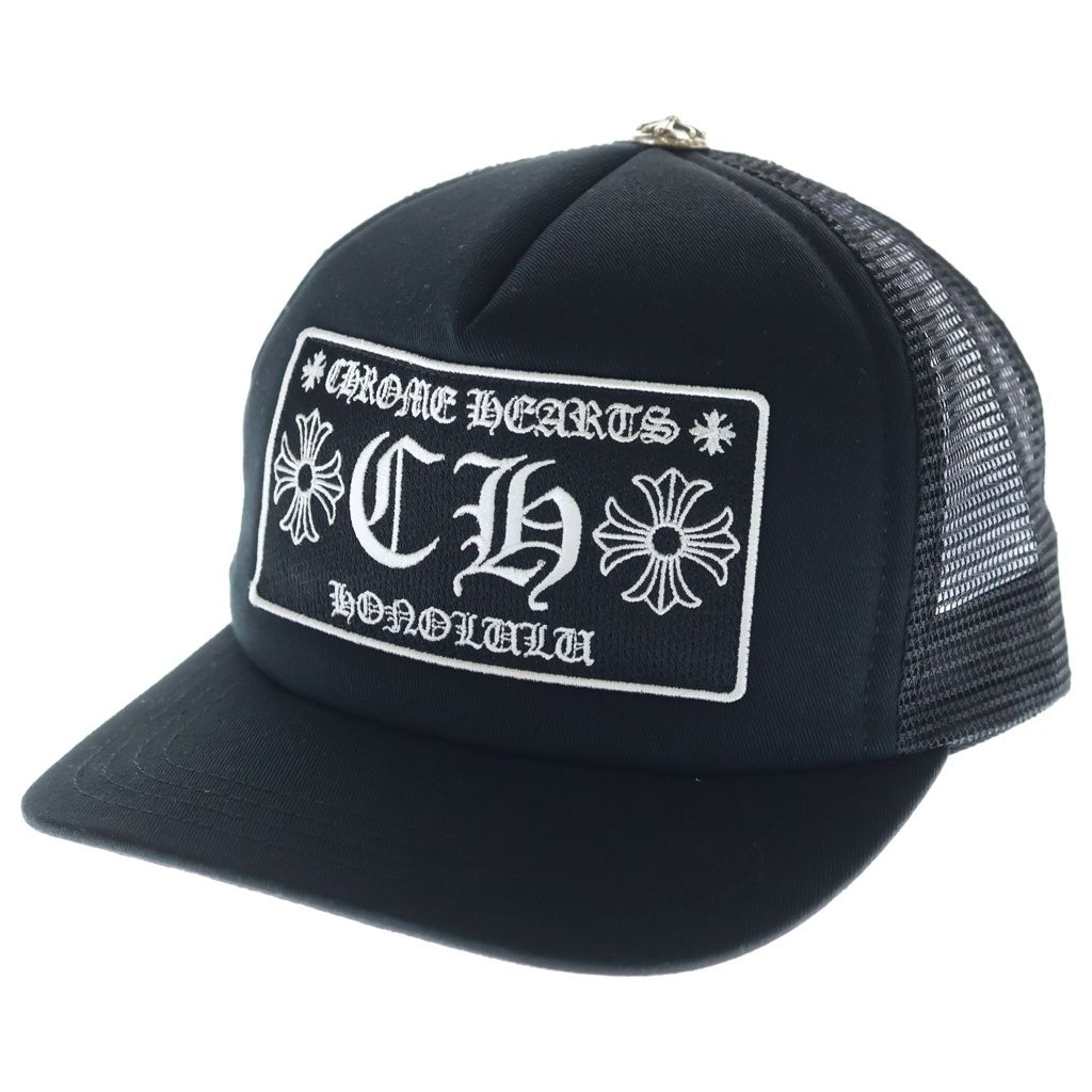 CHROME HEARTS (クロムハーツ) TRUCKER CAP/トラッカーキャップ ホノルル限定CHパッチクロスボール付メッシュ帽子 ブラック 76,230円