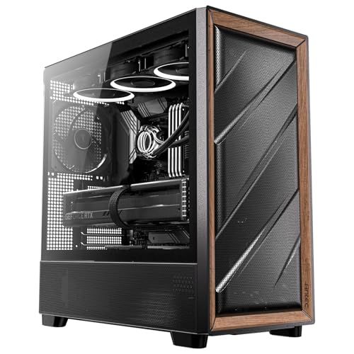 ANTEC PCケース FLUX ブラック ウォールナット 強化ガラスパネルと木材を使用した冷却型ミドルタワーPCケース Antec FLUX BLACKkk c500e397