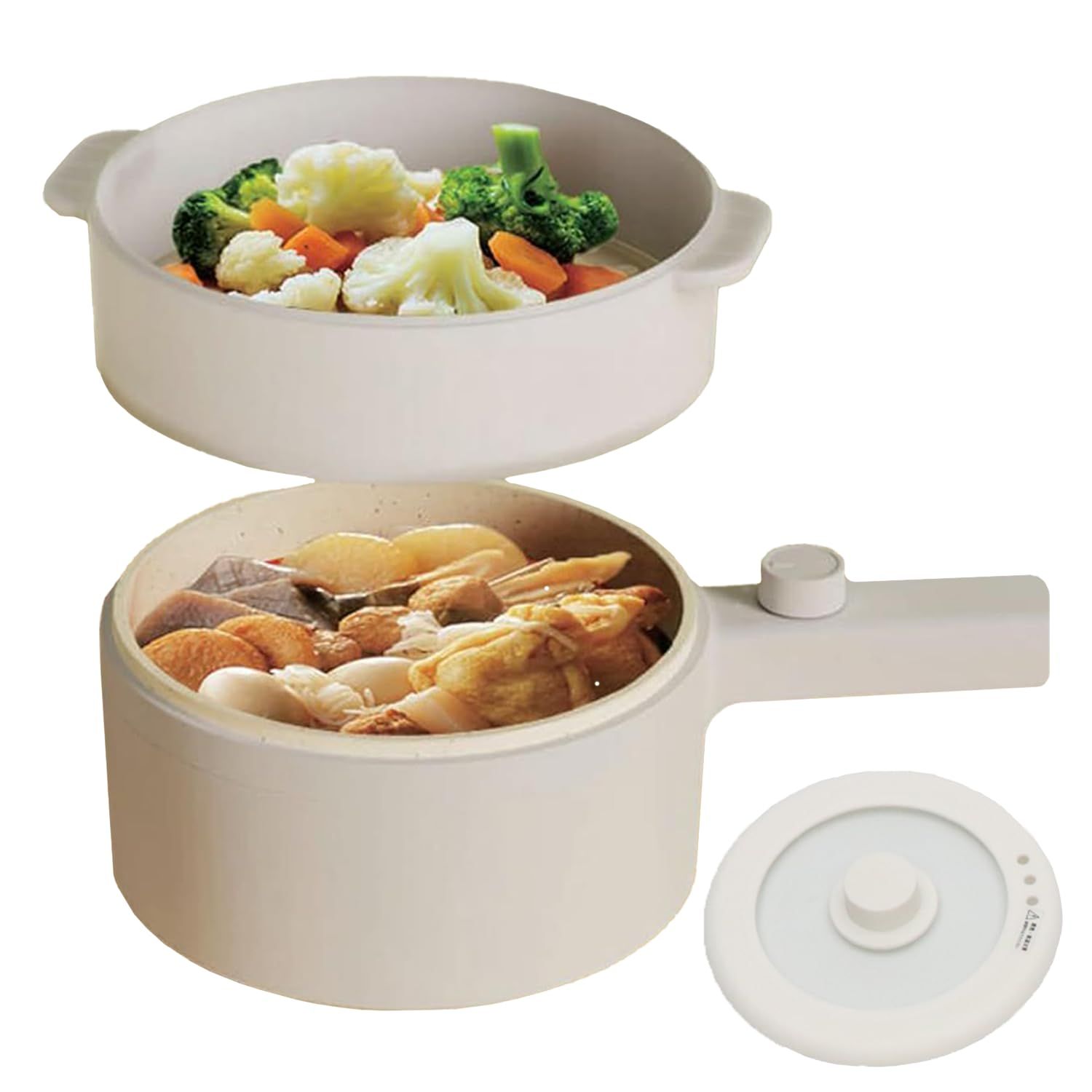 [東京Deco] マルチ調理鍋 1.8L 多機能 クッキングポット 電気式 ガラス蓋付き ホワイト [2品同時調理・1台4役(茹でる/煮る/炒める/蒸す)・2段階火力調節] 簡単操作 お手入れらくらく 卓上 一人暮らし 自炊 おかず IH調理 effc4bf7