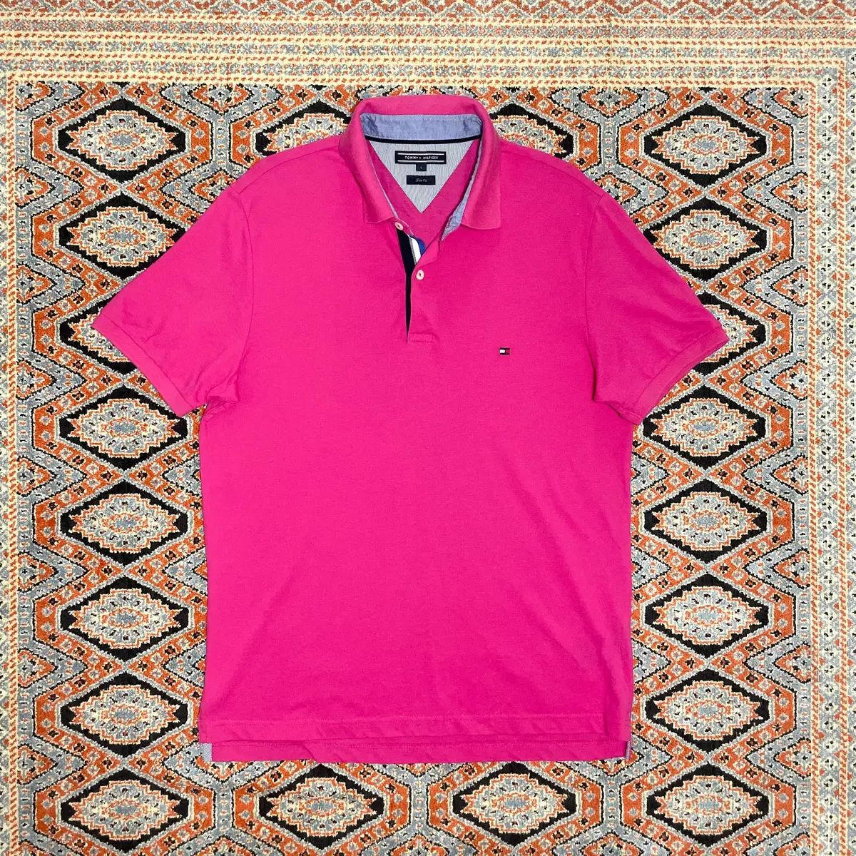 Tommy Hilfiger トミーヒルフィガー ホットピンク スリムフィット 半袖 