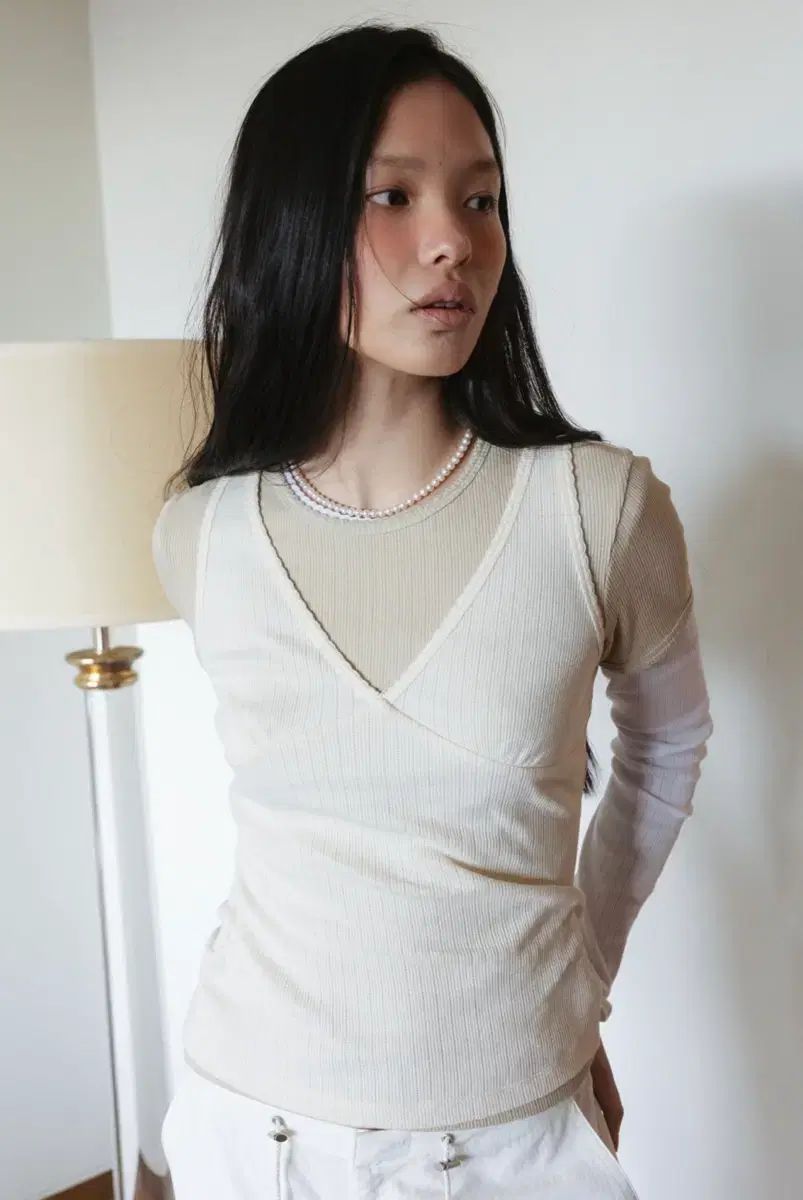ウール半袖Tシャツ ベージュ