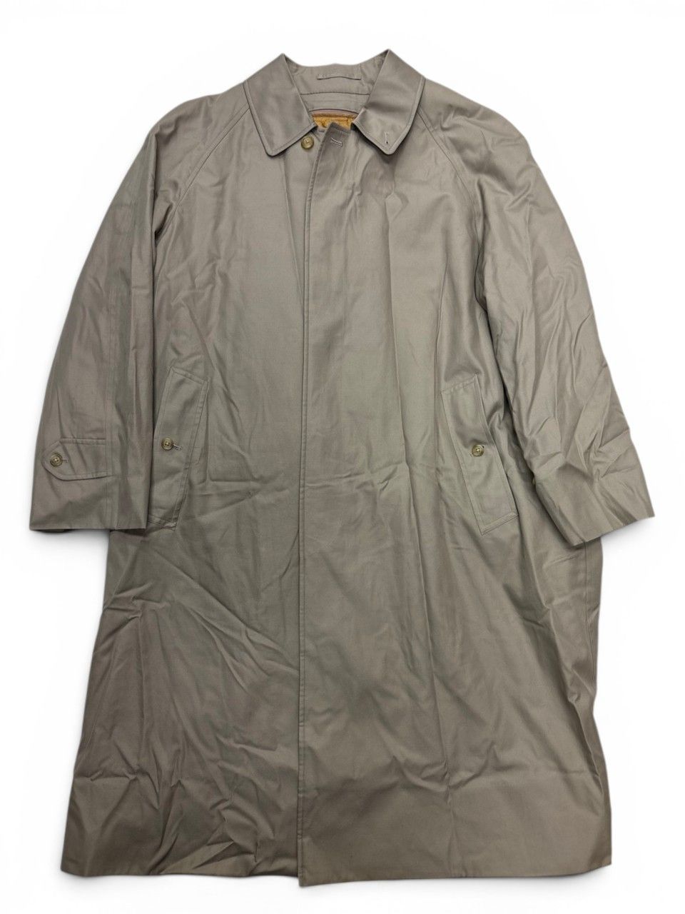 美品　90s　BURBERRY 　バーバリー　比翼　ステンカラーコート　ロング　バルマカーンコート　ベージュ　コットン　ライナー付 9,030円