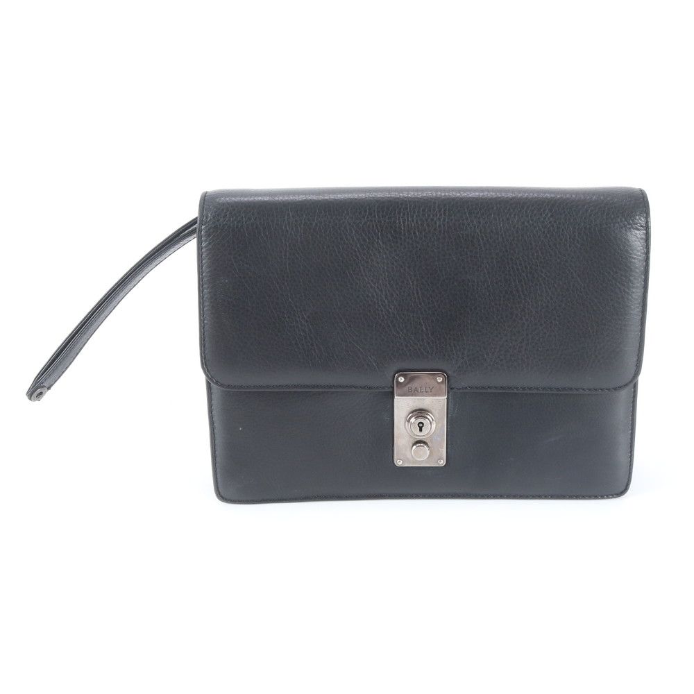 美品 バリー レザー セカンドバッグ クラッチ ポーチ 通勤 ビジネス 本革 ブラック 黒 メンズ RBM EC39-5【中古】