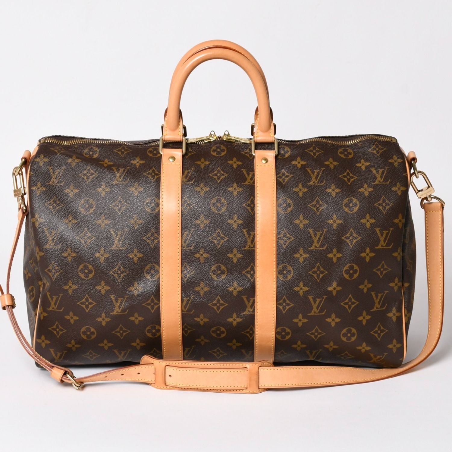 極美品 LOUIS VUITTON ルイヴィトン ボストンバッグ キーポルバンドリエール45 モノグラム M41418 ブラウン ゴールド金具 中古 4a003187