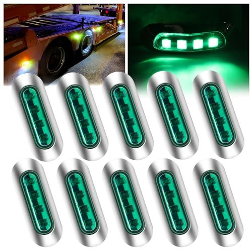 マーカーランプ led サイドマーカー 車幅灯 路肩灯 リアサイドライト 信号灯 トラック用品 4連LED 小型 汎用 クロームメッキ 高輝度 防水 12V 24V トラック サイドマーカーランプ ライト 10個セットas e65b6ee7