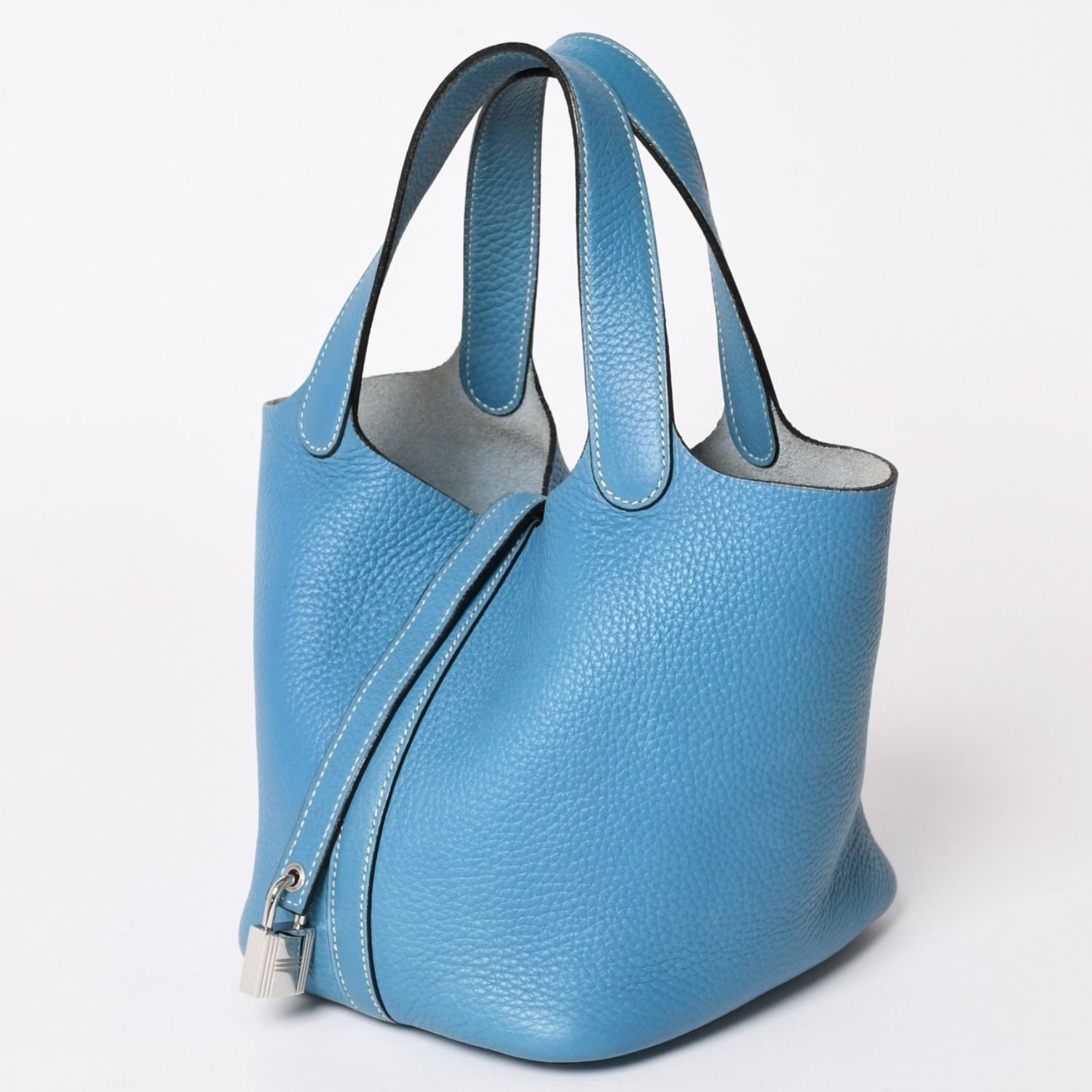 HERMES エルメス Picotin Lock PM ピコタンロックPM ハンドバッグ □K刻印 ブルージーン トリヨンクレマンス SV金具 美品 中古 4a003271