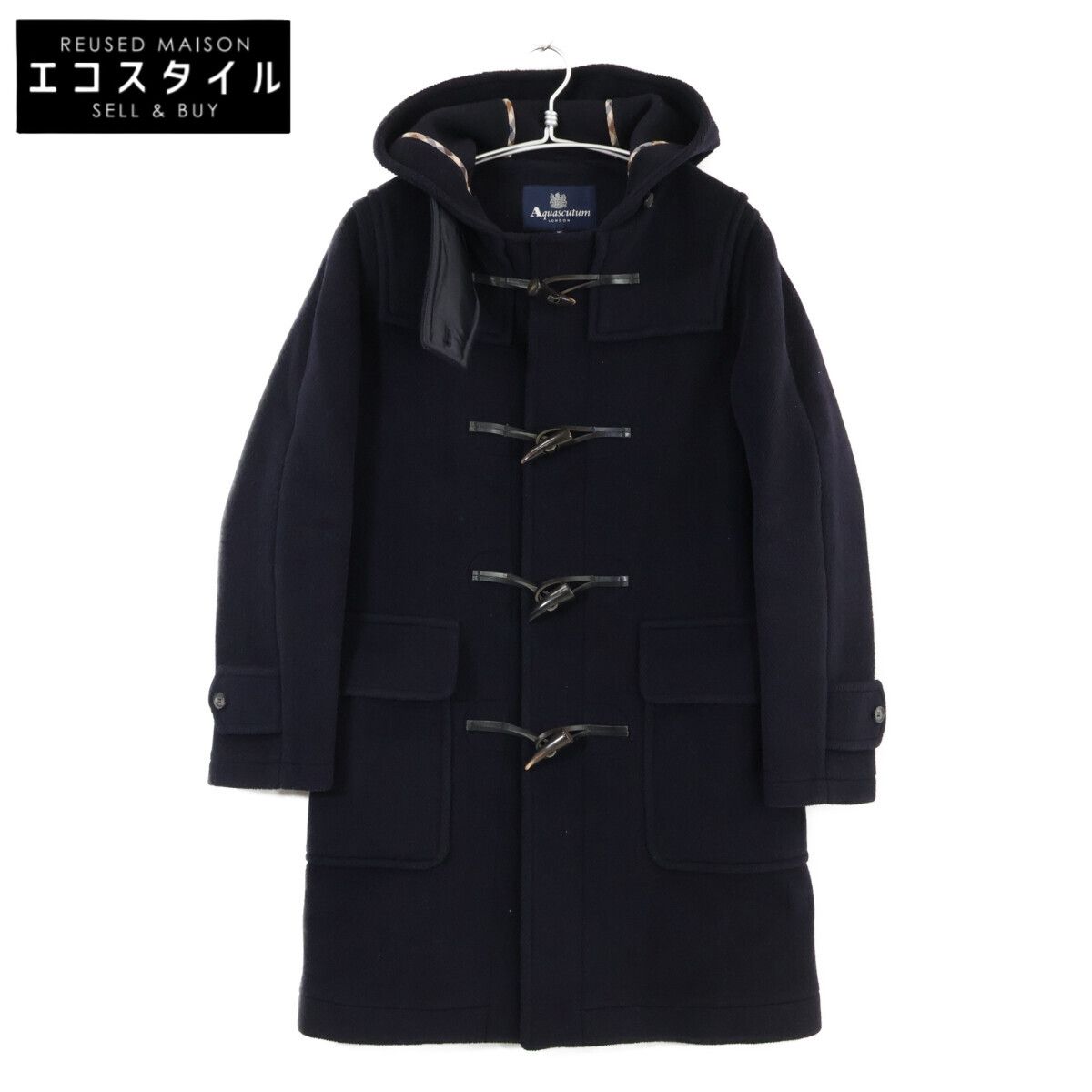 Aquascutum　アクアスキュータム　ネイビー 2227452858 ウール ダッフルコート　36