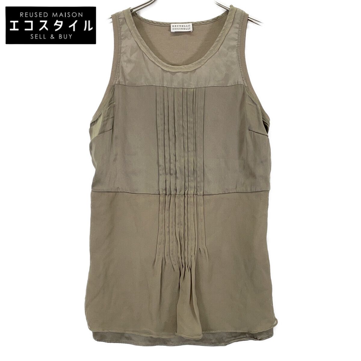 BRUNELLO CUCINELLI　ブルネロクチネリ　ベージュ シルクキャミトップ　S