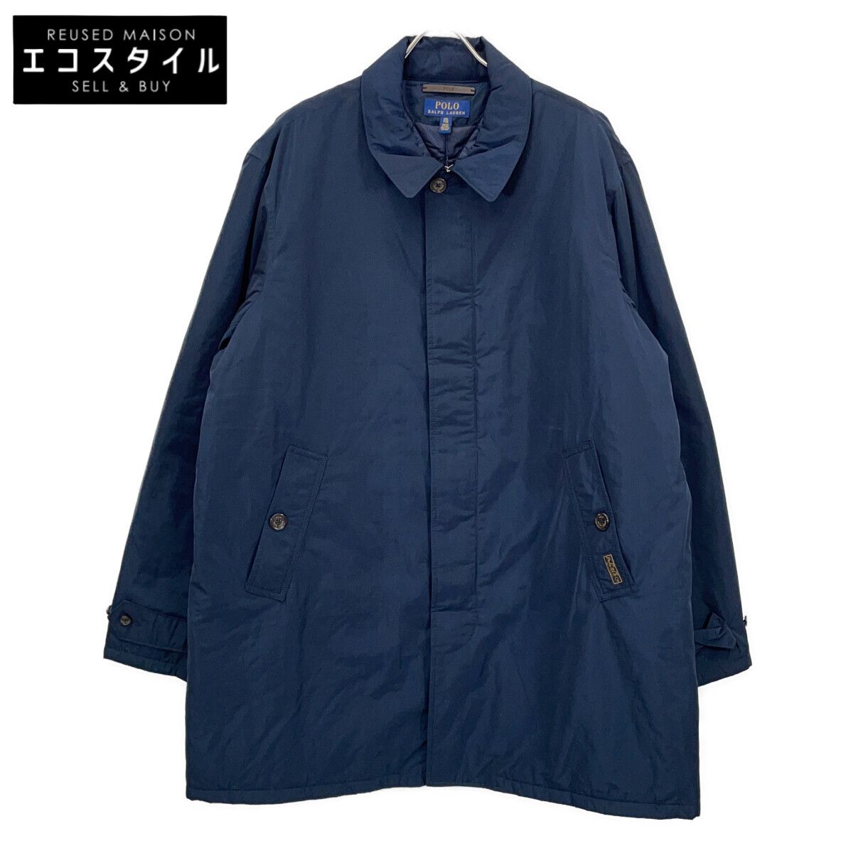 POLO RALPH LAUREN　ポロ ラルフローレン　ネイビー ナイロン ロング ポリカー トレンチジャケット　XXL