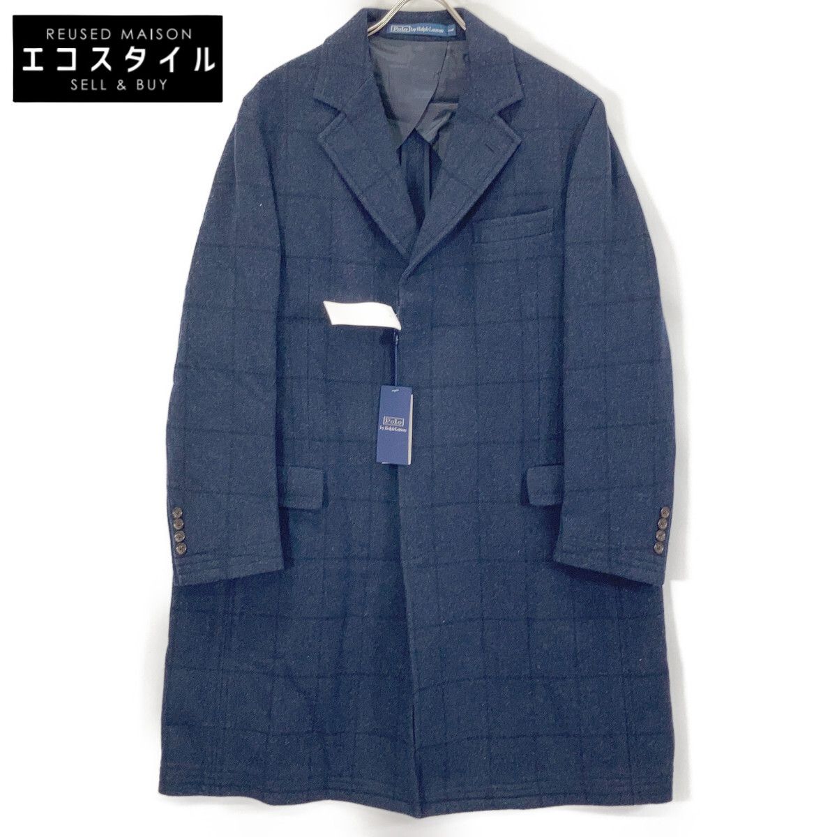 POLO RALPH LAUREN　ポロ ラルフローレン　ネイビー PS Paddock ウール チェック コート　44R