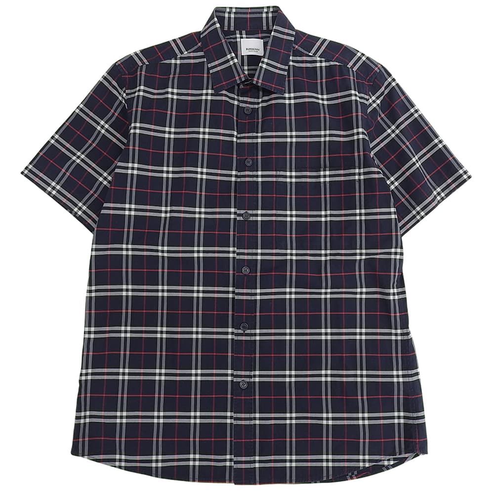 BURBERRY バーバリー ストレッチコットン チェック 半袖シャツ トップス メンズ ネイビー L 8020964 L BURBERRY バーバリー ストレッチコットン チェック 半袖シャツ トップス メンズ ネイビー L 8020964 L