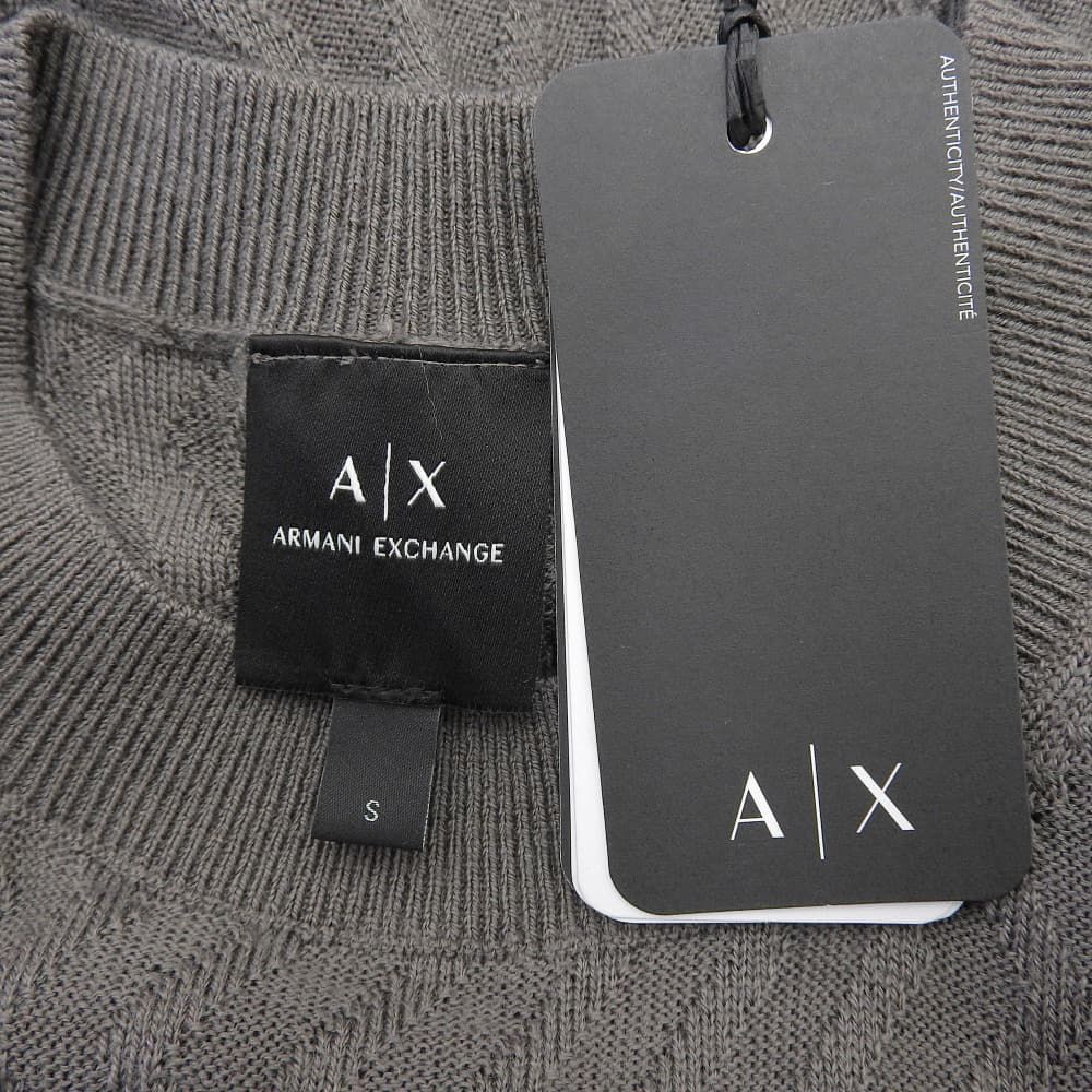 ARMANI EXCHANGE　アルマーニエクスチェンジ　未使用 エンボス編み クルーネック セーター トップス グレー S XM001560 AF11982 24年製　S