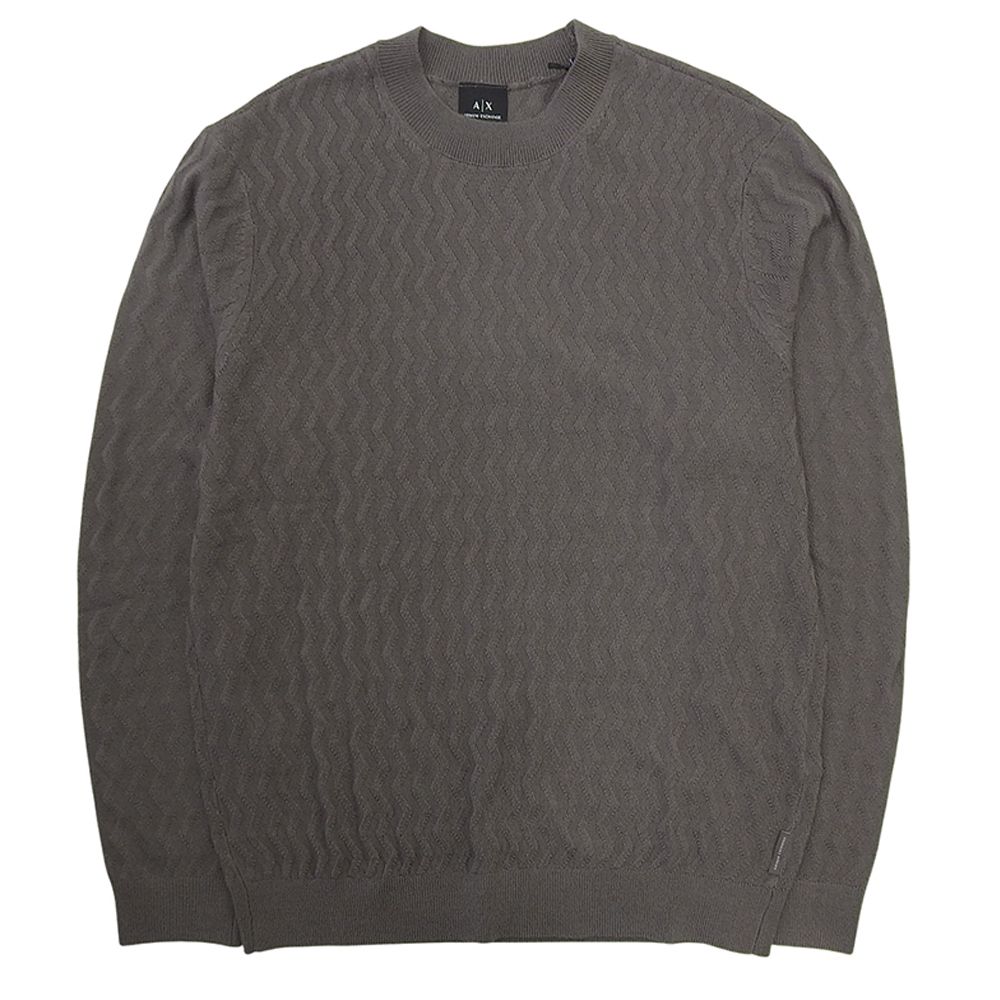ARMANI EXCHANGE　アルマーニエクスチェンジ　未使用 エンボス編み クルーネック セーター トップス グレー S XM001560 AF11982 24年製　S