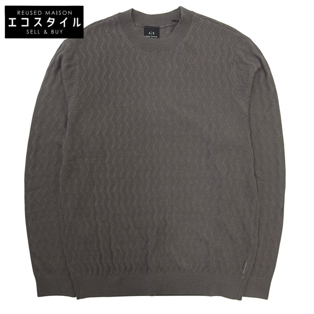 ARMANI EXCHANGE　アルマーニエクスチェンジ　未使用 エンボス編み クルーネック セーター トップス グレー S XM001560 AF11982 24年製　S