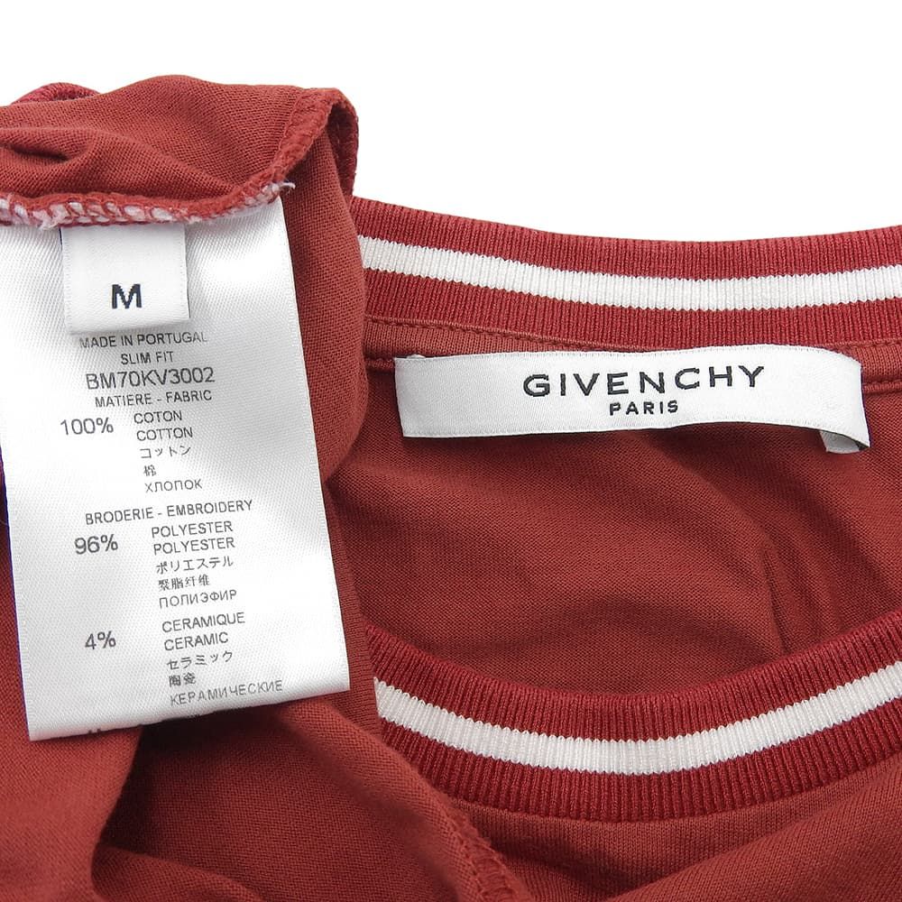 GIVENCHY　ジバンシィ　4GコントラストスリムロゴTシャツ トップス メンズ レッド M BM70KV3002　M