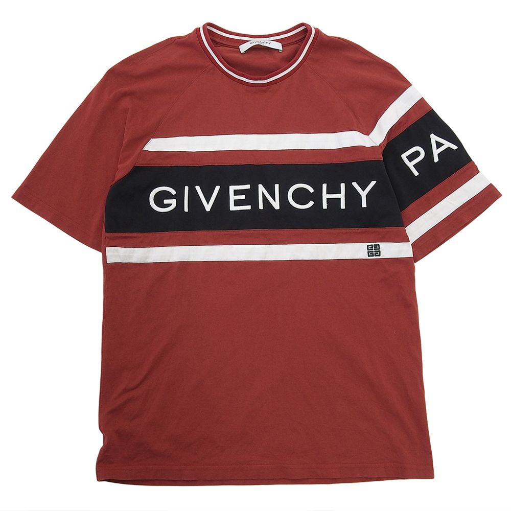 GIVENCHY　ジバンシィ　4GコントラストスリムロゴTシャツ トップス メンズ レッド M BM70KV3002　M