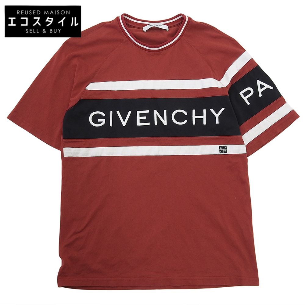 GIVENCHY ジバンシィ 4GコントラストスリムロゴTシャツ トップス メンズ レッド M BM70KV3002 M