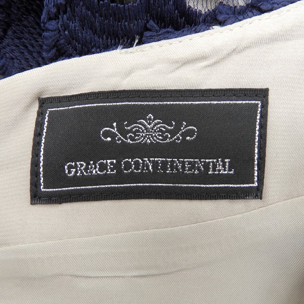 GRACE CONTINENTAL　グレースコンチネンタル　美品 フラワー エンブロイダリー レース 刺繍 ワンピース レディース ネイビー 36　36