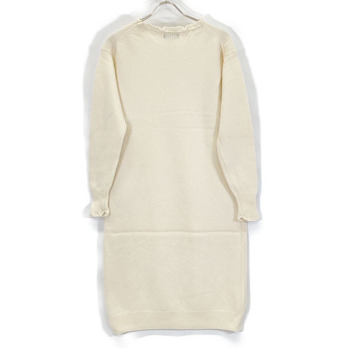 BARNEYS NEWYORK バーニーズニューヨーク アイボリー フリル襟 ウール ニット ワンピース F BARNEYS NEWYORK バーニーズニューヨーク アイボリー フリル襟 ウール ニット ワンピース F